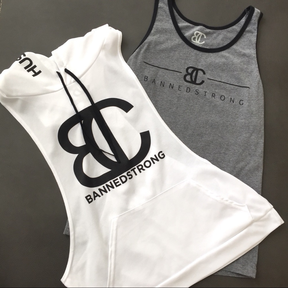 Set of 4 Banned Strong Workout Clothing.